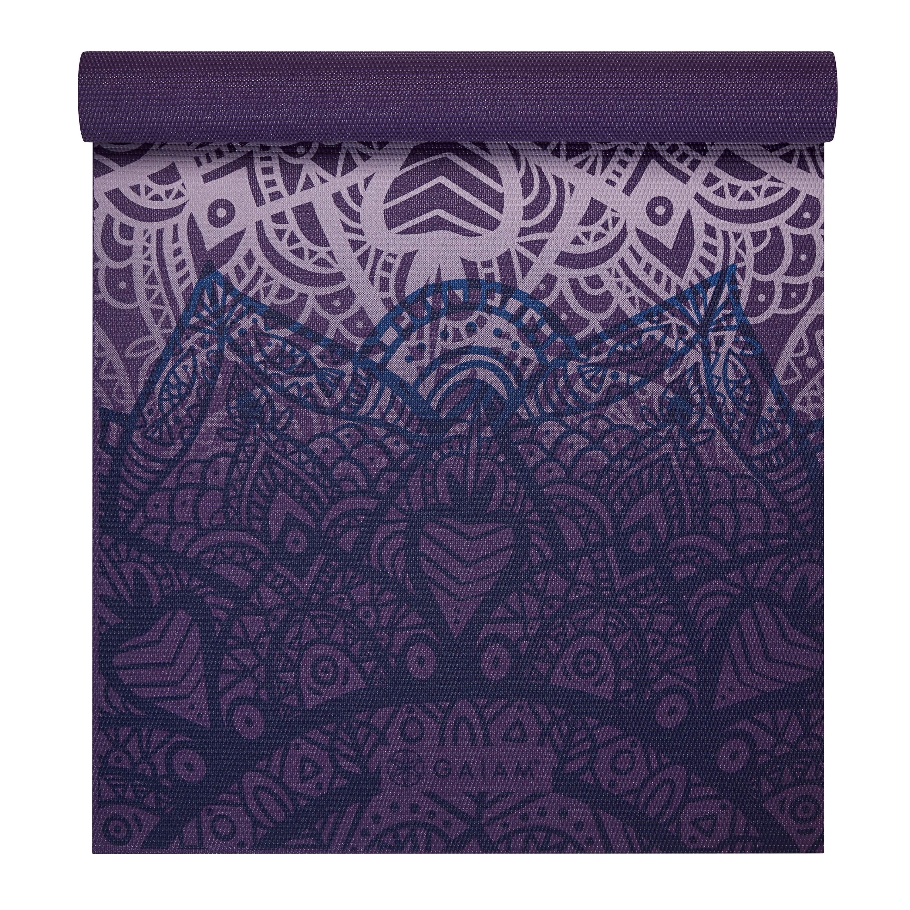 Classic Yoga Mat (4mm) - Purple Lattice top rolled